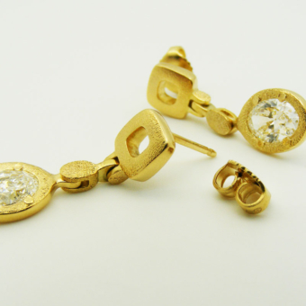 SOLD Šepkus E-158M 18K Yellow Gold Diamond Drop Earrings