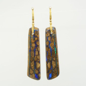 Šepkus E-167MD Dramatic Matrix Boulder Opal "Sticks and Stones" Earrings