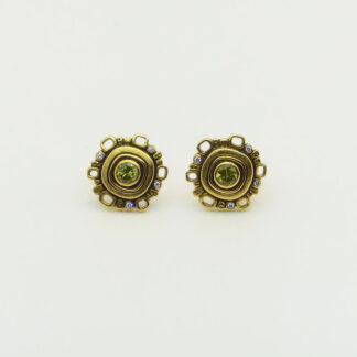 Šepkus E-85S 18K Yellow Gold, Sapphire & Diamond Earrings