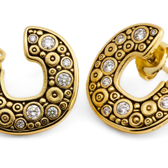 Šepkus E-124D "Split Disk" 18K and Diamond Earrings