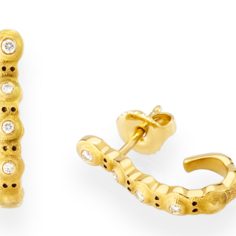 Šepkus E-220D 18K Yellow Gold and Diamonds “Four Peas” Earrings