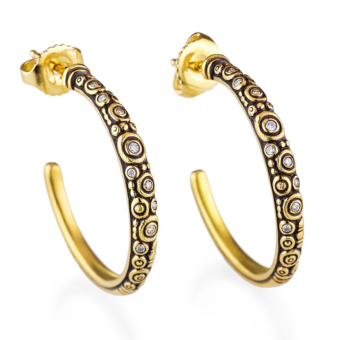 Šepkus E-223 18K and Diamond Hoop Earrings
