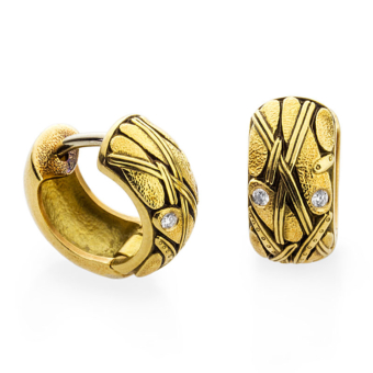 Šepkus E-53D "Reed" 18K Yellow Gold and Diamond Earrings