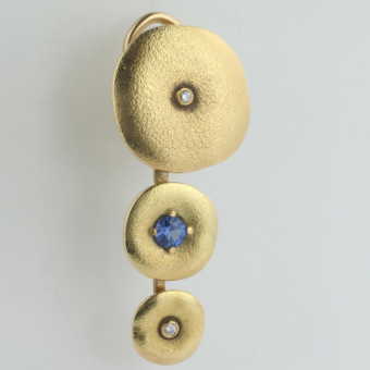 Šepkus E-95 "Orchard" 18K Yellow Gold, Diamond and Sapphire Post-Clip Earrings