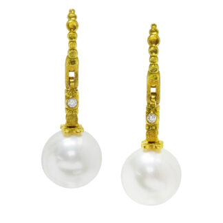Šepkus E-201MD "Sticks and Stones" Earrings with White South Sea Pearls