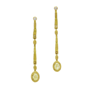 SOLD Šepkus E-242MD 18KY Fancy Oval Diamond Drop Earrings