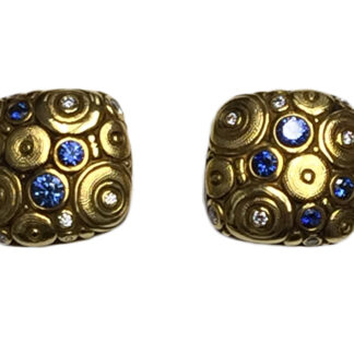 Šepkus E-116S 18K Yellow Gold "Soft Mosaic 2" Earrings with Sapphires