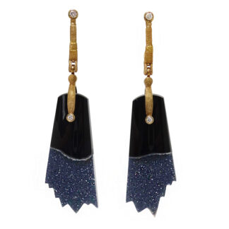Šepkus E-167RMD 18K Rose Gold "Sticks and Stones" Black Druzy Earrings