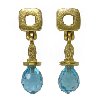 Šepkus E-238M 18K Yellow Gold and Apatite "Hanging Fruit" Briolette Drop Earrings