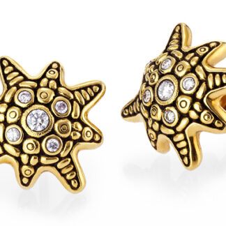 Šepkus E-173D 18K Yellow Gold "Star" Stud Earrings with Diamonds