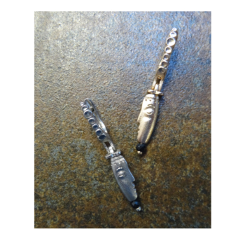 SOLD Šepkus E-212Z&R Palladium and 18K Rose Gold with Black Spinel "The Big Sleep" Earrings