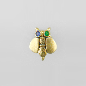 Šepkus E-106 "Entomology II" 18K Gold, Tsavorite and Sapphire Stud Earrings