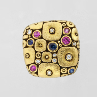 Šepkus E-115S "Soft Mosaic" 18K, Sapphire, and Diamond Earrings