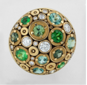 Šepkus E-117G "Blooming Hill" 18K Multi Green Stone and Diamond Earrings