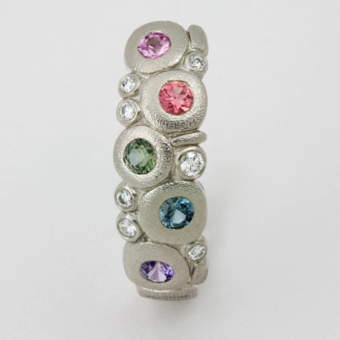 Šepkus E-123PS Large "Candy" Platinum, Diamond, and Sapphire Earrings