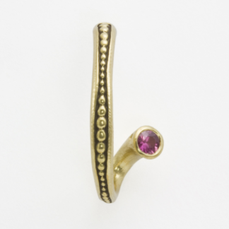 Šepkus E-27FS 18K Yellow Gold and Faceted Sapphire “Twist Hoop” Earrings