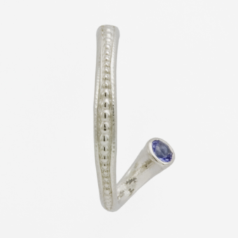 Šepkus E-27PFS Platinum and Faceted Sapphire “Twist Hoop” Earrings