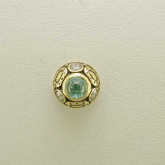 Šepkus E-69 "Oval Work" 18K Yellow Gold, Diamond, and Cabochon Paraiba Tourmaline Earrings