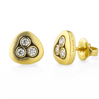 Šepkus E-75D "Swirling Water" 18K Yellow Gold and White Diamond Earrings