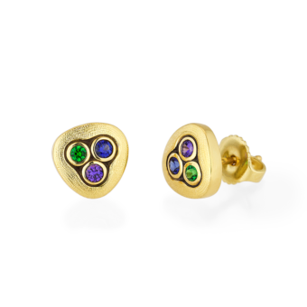 Šepkus E-75S "Swirling Water" 18K Yellow Gold and Sapphire Earrings