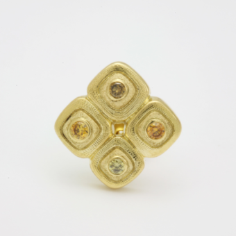 Šepkus E-80 "Pebble" 18K Yellow Gold and Natural Color Diamond Earrings