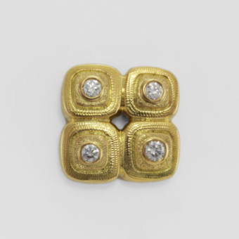 Šepkus E-80D "Pebble" 18K Yellow Gold and White Diamond Earrings