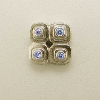 Šepkus E-80PS "Pebble" Platinum and Faceted Sapphire Earrings