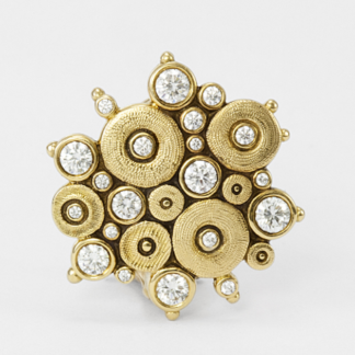 Šepkus E-90D "Ocean" 18K Yellow Gold and Diamond Earrings