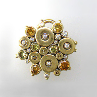 Šepkus E-90DC "Ocean" 18K Yellow Gold and Natural Color Diamond Earrings