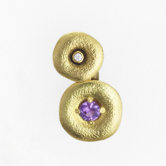 Šepkus E-96S "Orchard" 18K Yellow Gold, Sapphire, and Diamond Earrings