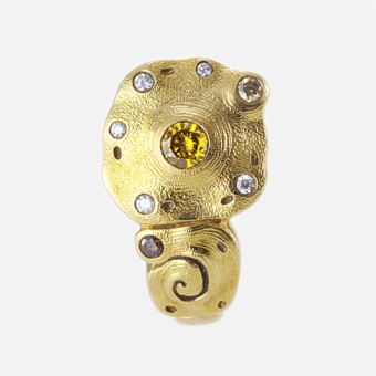 Šepkus E-200DC "Evening Flowers 1" 18K and Natural Diamond Post-Clip Earrings