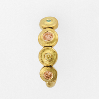 Šepkus E-219DC 18K Yellow Gold and Natural Color Diamond "Four Seed" Earrings