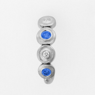 Šepkus E-219PS Platinum, Sapphire, and Diamond "Four Seed" Earrings