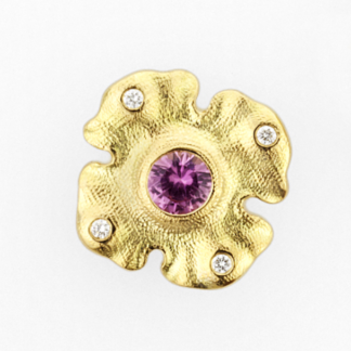 Šepkus E-221S 18K Yellow Gold "Quatrefoil" Studs with Sapphires and Diamonds