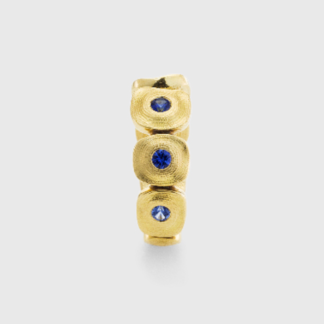 Šepkus E-232S 18K Yellow Gold and Sapphire "Dancing Squares" Hoop Earrings
