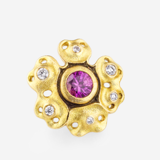 Šepkus E-243S 18K, Sapphire, and Diamond "Rosette" Earrings