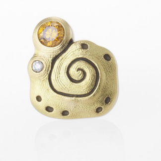 Šepkus ES-11DC 18K Yellow Gold and Natural Diamond "Flora" Stud Earring