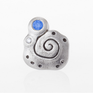 Šepkus ES-11PS Platinum, Sapphire, and Diamond "Flora" Stud Earring