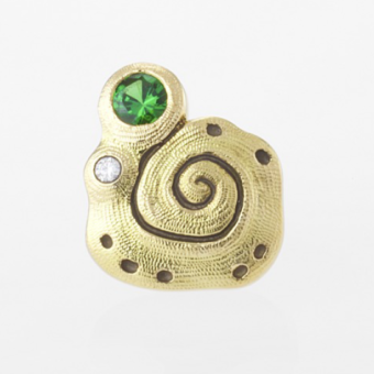 Šepkus ES-11S 18K Yellow Gold, Sapphire, and Diamond "Flora" Stud Earring