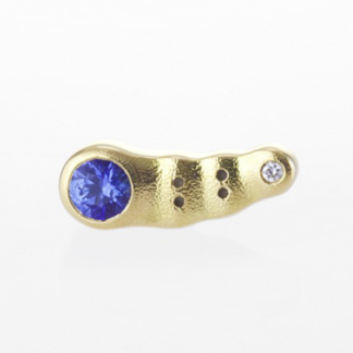 Šepkus ES-1S 18K Yellow Gold, Sapphire and Diamond "Flora" Stud Earring