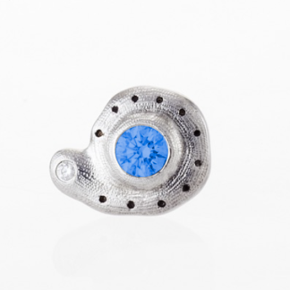 Šepkus ES-3PS Platinum, Sapphire, and Diamond "Flora" Stud Earring