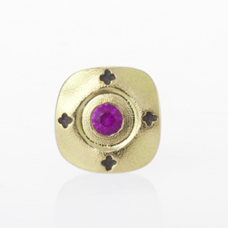 Šepkus ES-4S "Flora" 18K Yellow Gold and Sapphire Stud Earring