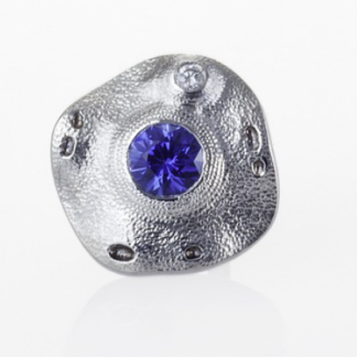 Šepkus ES-5PS Platinum Sapphire, and Diamond "Flora" Stud Earring