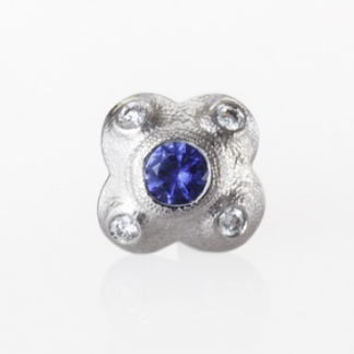 Šepkus ES-6PS Platinum, Sapphire and Diamond "Flora" Stud Earring