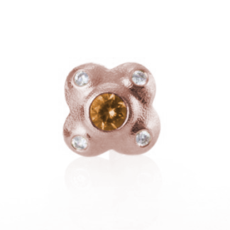 Šepkus ES-6RDC 18K Rose Gold and Natural Color Diamond "Flora" Stud Earring
