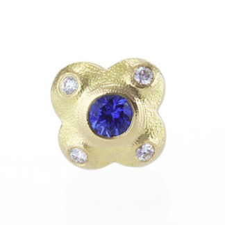 Šepkus ES-6S 18K Yellow Gold, Sapphire and Diamond "Flora" Stud Earring