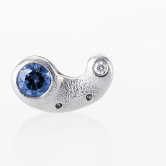 Šepkus ES-9PS Platinum, Sapphire, and Diamond "Flora" Stud Earring