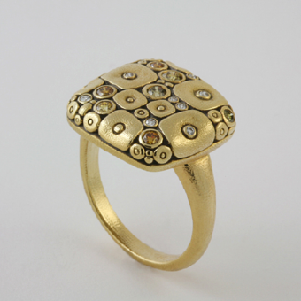Šepkus R-138DC 18K Yellow Gold and Diamond "Soft Mosaic" Ring