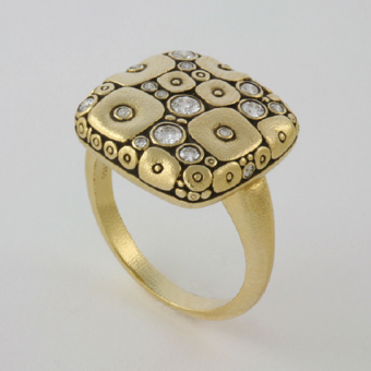 Šepkus R-138D 18K Yellow Gold and Diamond "Soft Mosaic"  Ring