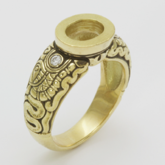 Šepkus R-19M 18K Yellow Gold and Diamond "Dragon" Ring Mounting